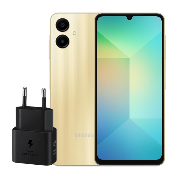 گوشی موبايل سامسونگ مدل Galaxy A06 4G ظرفیت 128 گیگابایت رم 6 گیگابایت به همراه شارژر 25 وات سامسونگ